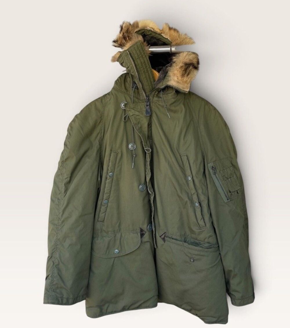 1972 USAF N-3BModified ParkaLancer MIL-J-6279H Coyote Fur Hood Military Large